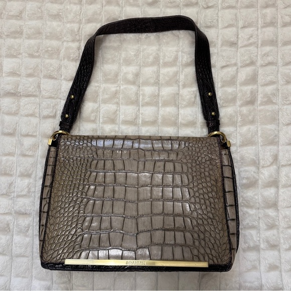 Brahmin Hudson Shoulder Bag Purse Handbag Cross Embossed Leather Flap Designer - Picture 2 of 12